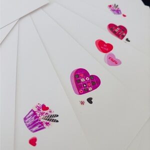 Valentine's Day Heart and Cupcake Stationery Set
